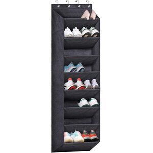 Over The Door Shoe Organizer Rack Hanging Closet Storage 8 Shelf Black